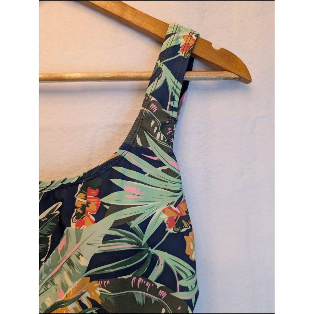 Shore Shapes Tropical Palm Print Swim Dress Navy Blue One Piece Size 10 2119-22A - Picture 5 of 16